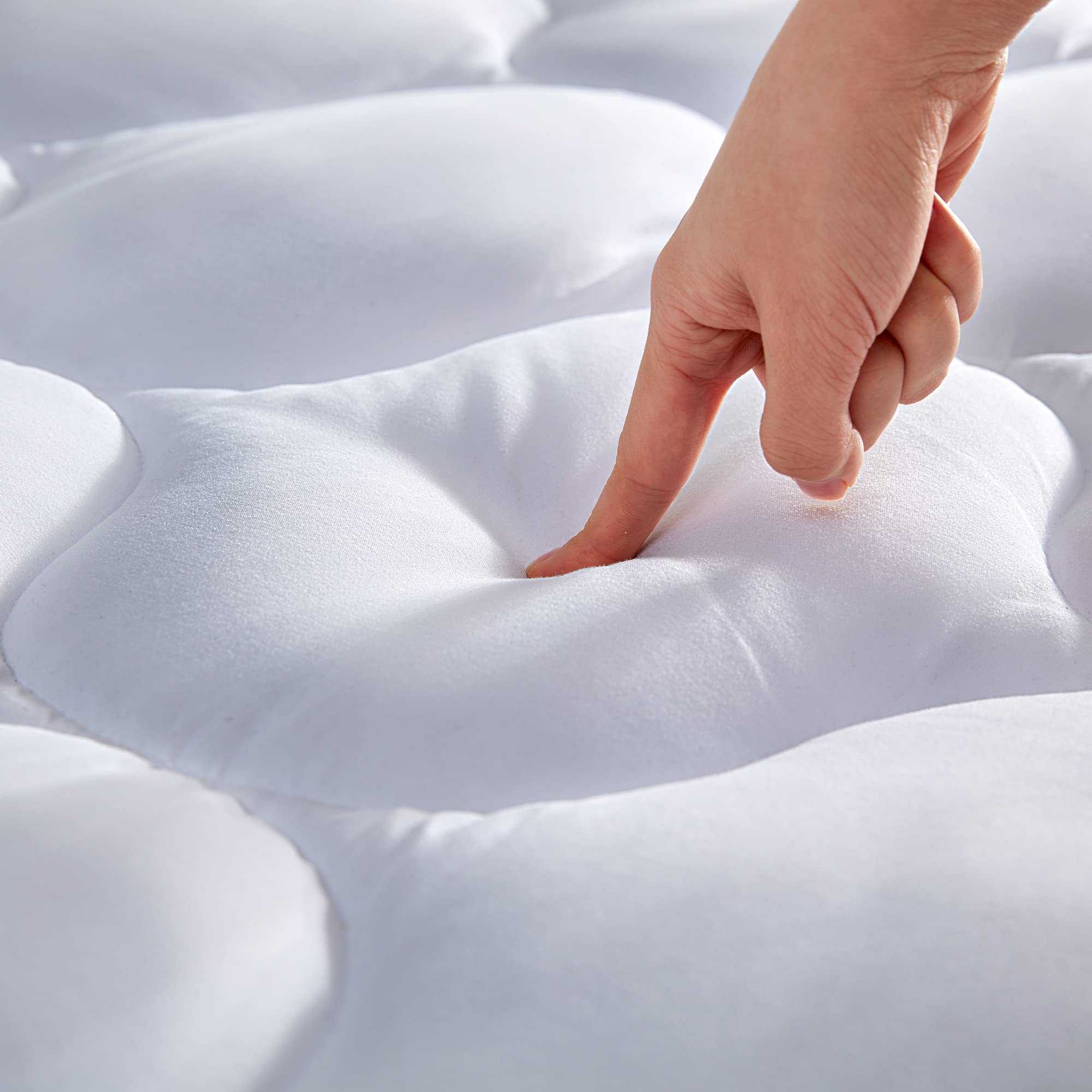 Sleep Zone Extra Long Twin Mattress Pad Cover For College Dorm - Soft Fluffy Pillow Top Bed Mattress Topper Quilted Fitted, Deep
